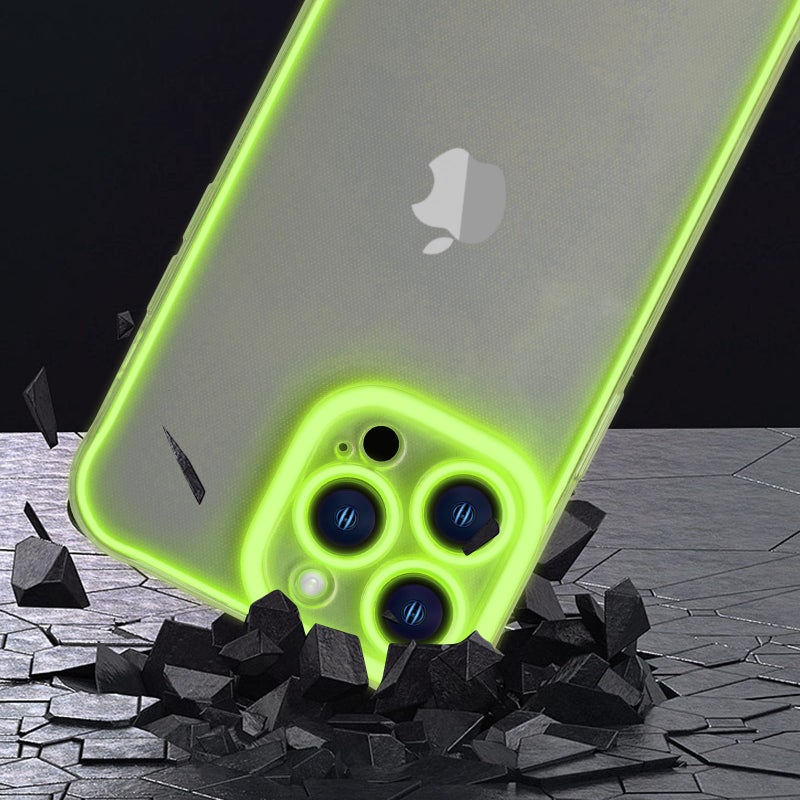 Omorro Compatible with iPhone 16 Pro Max Case Clear Luminous Case Glow in The Dark Noctilucent Luminous Space Nebula Slim Fit Cover Protective Anti Scratch Cases Thin Translucent Protective Case Green - Image 4