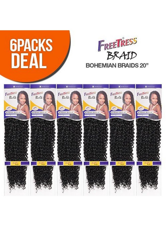 Freetress Synthetic Hair Crochet Braids Bohemian Braids 20" (6Pack 1B) - Image 3