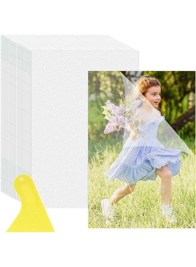 erorex Pack Of 50 Waterproof Laminate Films Self Adhesive Laminating Pouches 4 X 6 Inches Transparent Glossy Laminating Film For Business Cards Photo Stickers No Machine Matted  - Image 1