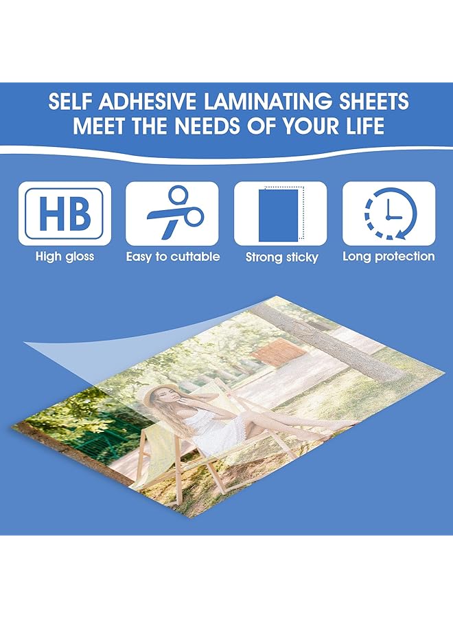 erorex Pack Of 50 Waterproof Laminate Films Self Adhesive Laminating Pouches 4 X 6 Inches Transparent Glossy Laminating Film For Business Cards Photo Stickers No Machine Matted  - Image 4