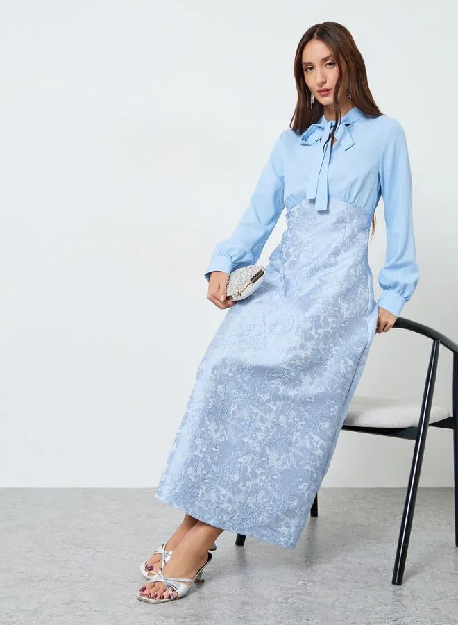 تايك تو فستان ميدي مطرز بياقة برباط