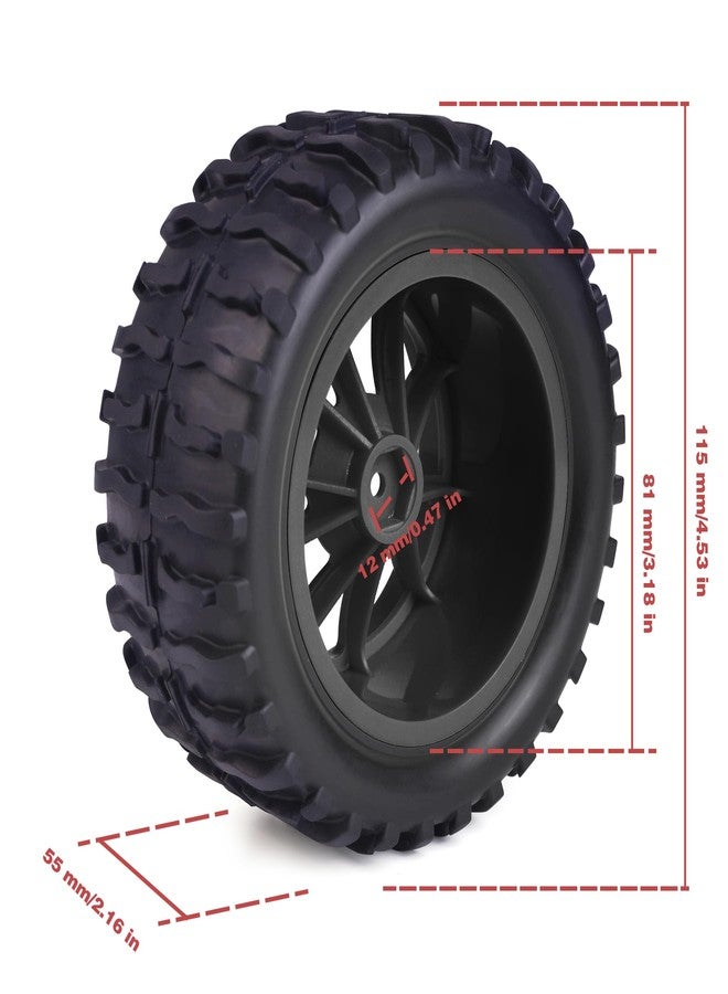 Hosim 55 * 115 mm RC Tires, All Terrain Soft Tire Mounted on 12mm Hex Wheels (Set of 4) for 1/10 RC Cars (Black Wheel hub) - Image 2