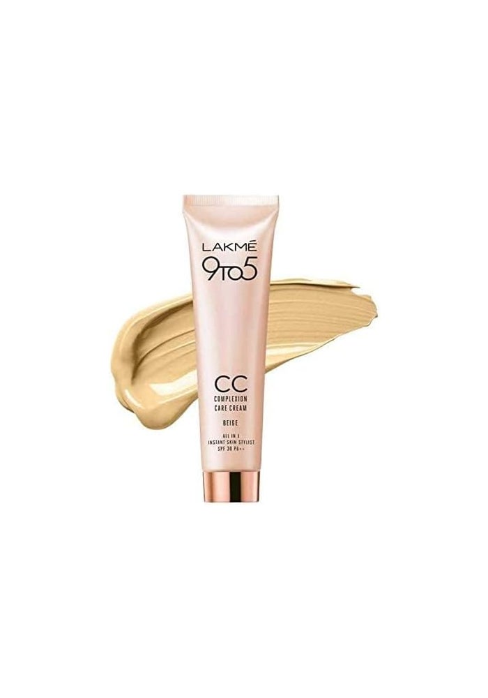 LAKME LAKMÉ 9 to 5 CC Cream Beige, 20g - All-in-One Instant Skin Stylist with SPF 30 - Image 3