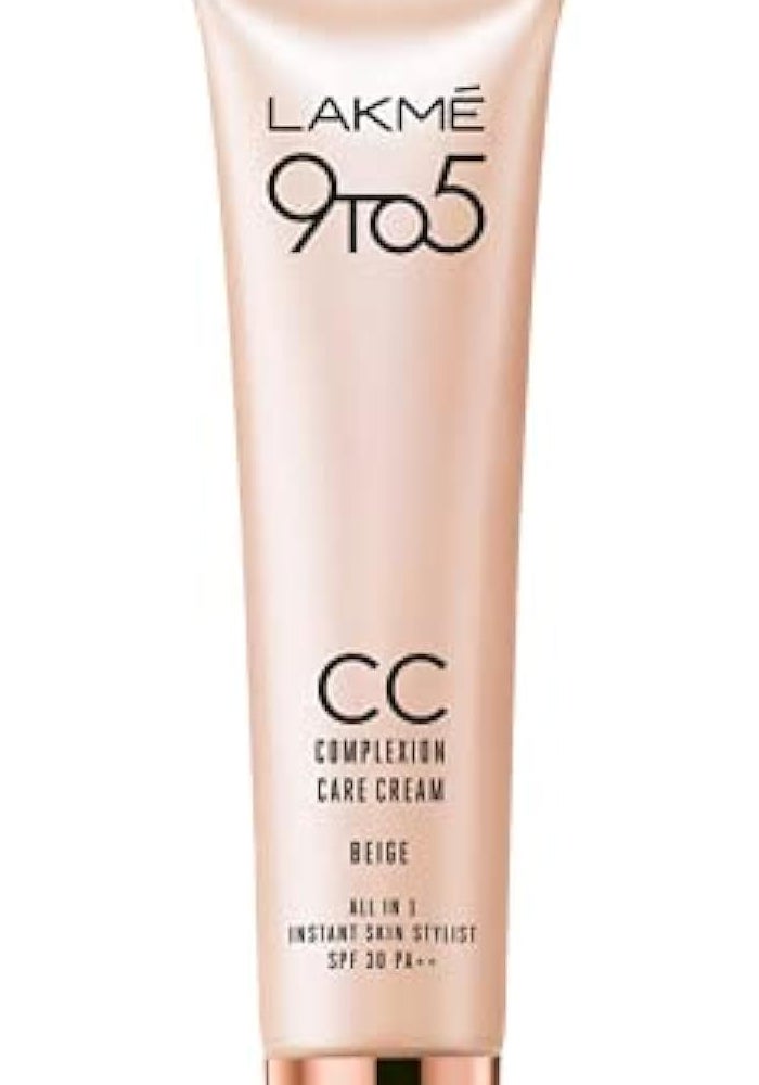 LAKME LAKMÉ 9 to 5 CC Cream Beige, 20g - All-in-One Instant Skin Stylist with SPF 30 - Image 1