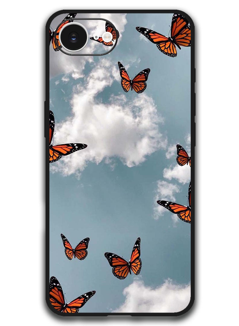 Theodor Case Compatible with Apple iPhone 17e / 16e 6.1 Inch Protection Shockproof Bumper Cover - Butterfies - Image 1
