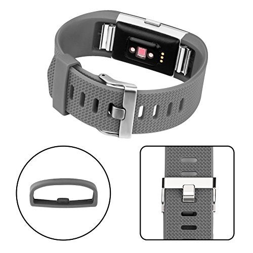 Tobfit Watch Strap Compatible for Fitbit Charge 2 (Watch Not Included), Removable Soft Belts for Charge 2 Wristband, Smartwatch Band for Men & Women (L, Grey) - Image 5