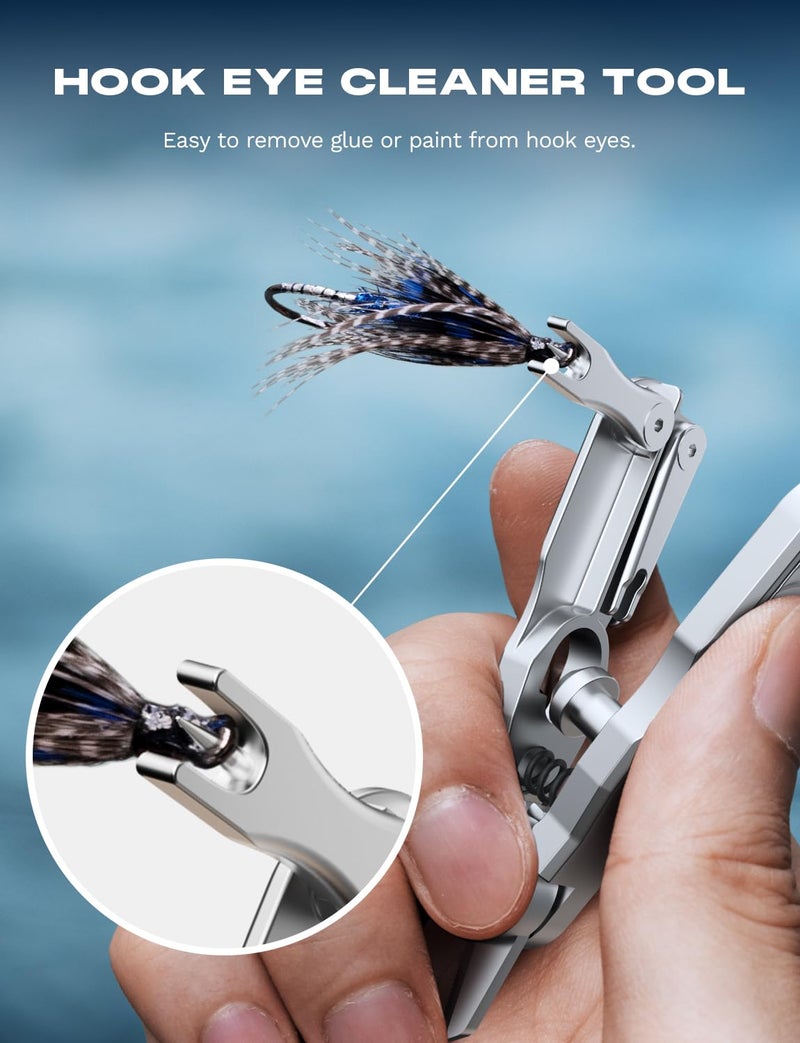 HOOK-EZE 3-in-1 Fishing Line Cutter, Fly Fishing Nippers with Retractors and Knot Tying Tool Accessories, Stainless Steel Braided Line Scissors Clippers for Mono and Fluoro Lines - Image 4