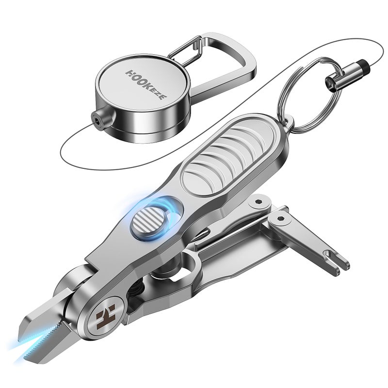 HOOK-EZE 3-in-1 Fishing Line Cutter, Fly Fishing Nippers with Retractors and Knot Tying Tool Accessories, Stainless Steel Braided Line Scissors Clippers for Mono and Fluoro Lines - Image 1