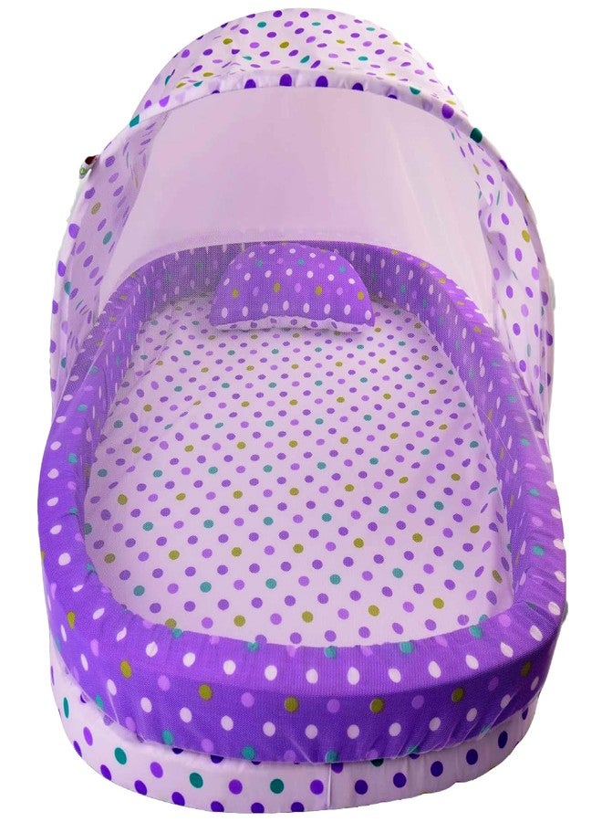 Kwitchy طقم مفروشات أطفال من كويتشي، مصنوع من القطن، مزود بناموسية وواقي للسرير (من 0 إلى 12 شهرًا)، لون بنفسجي - Image 1