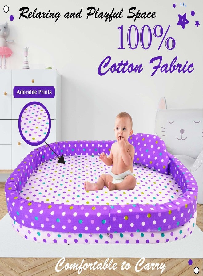 Kwitchy طقم مفروشات أطفال من كويتشي، مصنوع من القطن، مزود بناموسية وواقي للسرير (من 0 إلى 12 شهرًا)، لون بنفسجي - Image 3