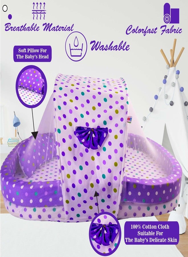 Kwitchy طقم مفروشات أطفال من كويتشي، مصنوع من القطن، مزود بناموسية وواقي للسرير (من 0 إلى 12 شهرًا)، لون بنفسجي - Image 4