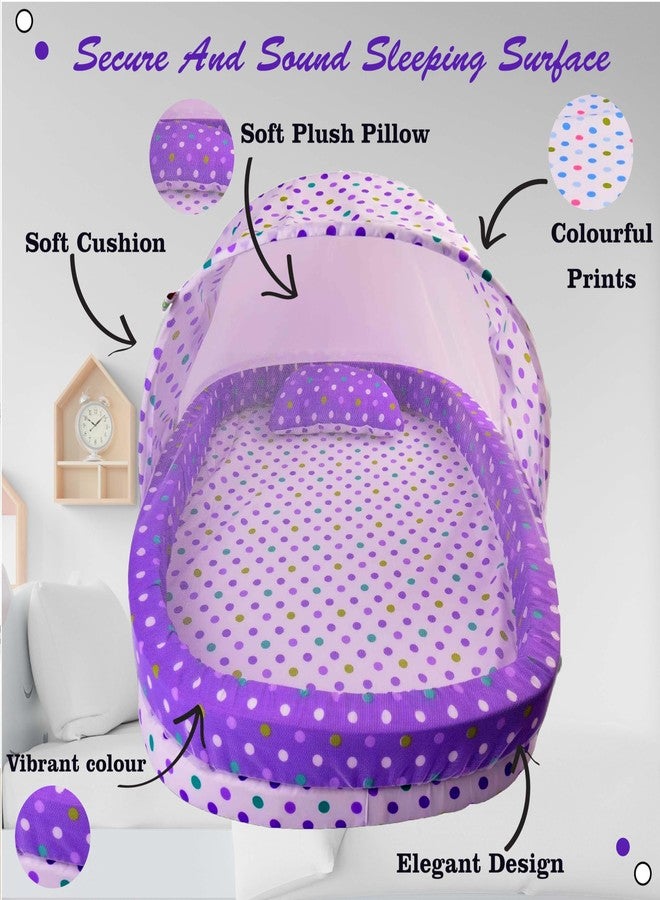 Kwitchy طقم مفروشات أطفال من كويتشي، مصنوع من القطن، مزود بناموسية وواقي للسرير (من 0 إلى 12 شهرًا)، لون بنفسجي - Image 5