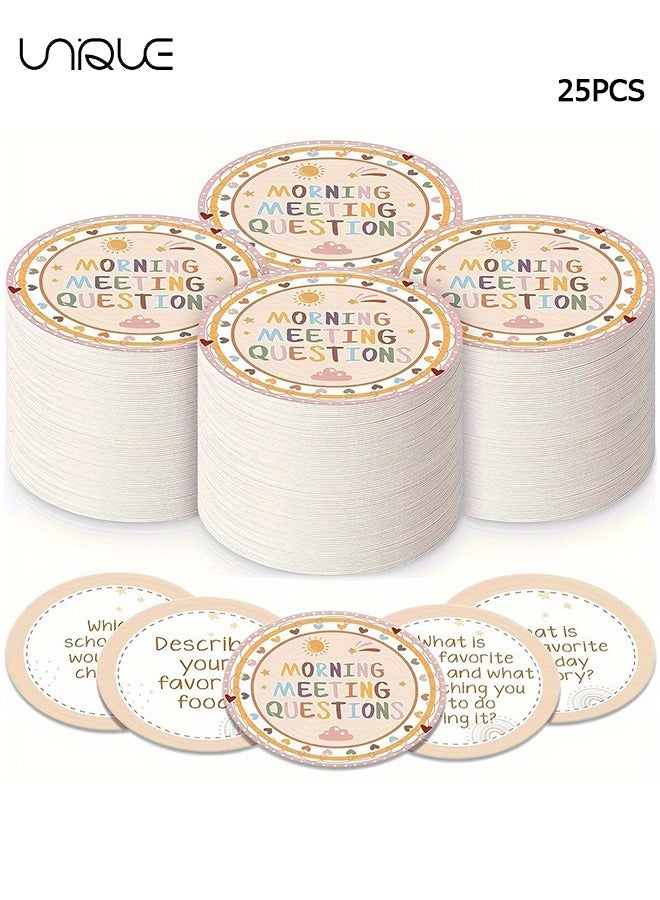 Unique Classroom Questions Ideas Cards, 25Pcs Morning Meeting Chip Question Card, Conversation Starter for Classroom Activities, Enhance Communication and Listening Skills, Fun and Interactive Learning Aid - Image 1