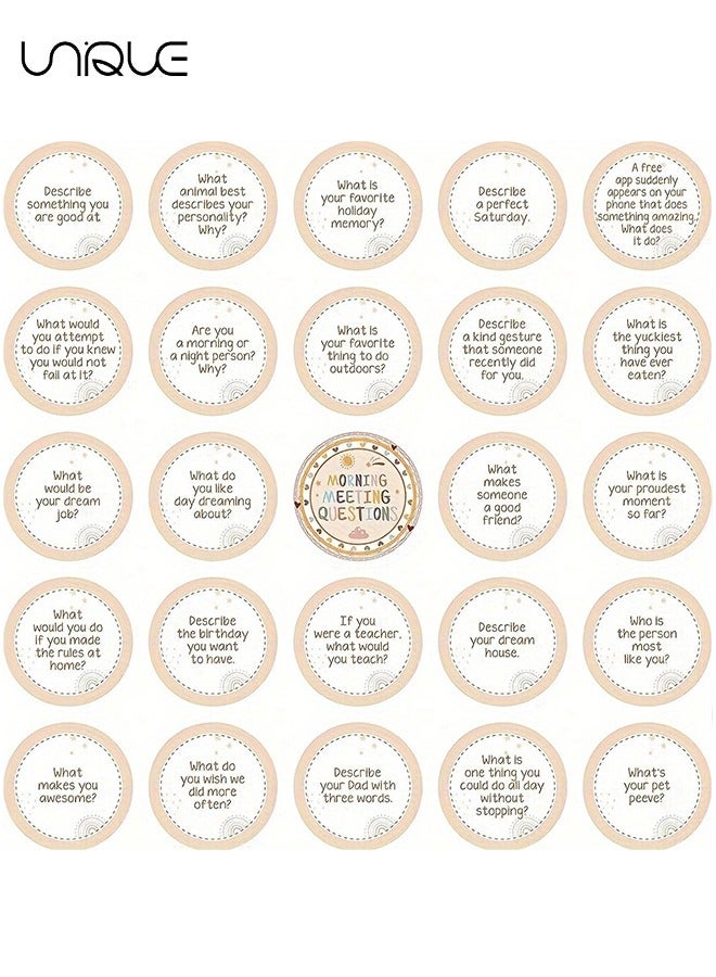 Unique Classroom Questions Ideas Cards, 25Pcs Morning Meeting Chip Question Card, Conversation Starter for Classroom Activities, Enhance Communication and Listening Skills, Fun and Interactive Learning Aid - Image 3