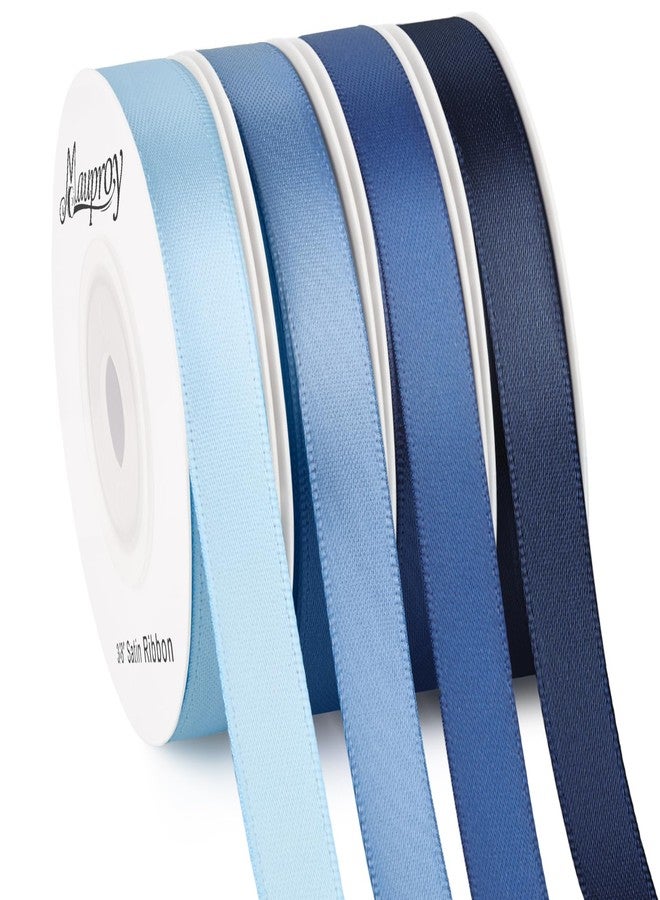 Mauproy 3/8 Inch Dusty Blue Satin Ribbon, 4 Rolls Total 40 Yards, Double Faced Mixed Blue Thin Fabric Ribbon for Gift Wrapping, Flower Bouquets, Crafts, Wedding Decorations - Image 1
