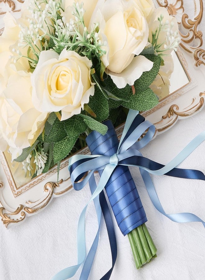 Mauproy 3/8 Inch Dusty Blue Satin Ribbon, 4 Rolls Total 40 Yards, Double Faced Mixed Blue Thin Fabric Ribbon for Gift Wrapping, Flower Bouquets, Crafts, Wedding Decorations - Image 5
