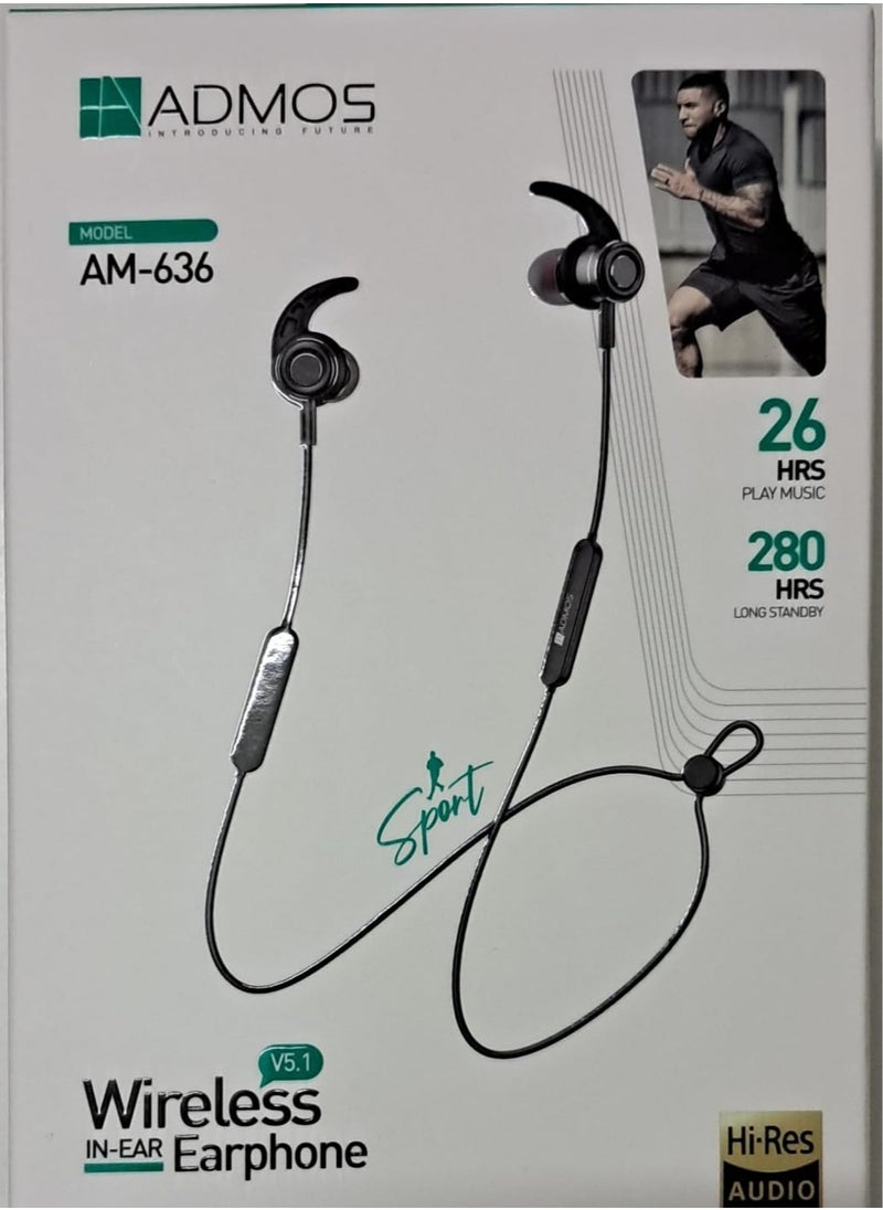 Admos - Admos AM-636 Earphones come with a Portable Carrying Case, Allowing Users to Store and Transport them safely. Whether you’re Traveling, Exercising, or simply enjoying music at home, these earphones offer the perfect blend of performance, convenience, and durability. - Image 1