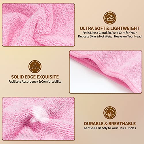 NEXCOVER Hair Towel Microfiber 2 Pack Pink 98 inch X 255 inch Hair WrapUltra Absorbent Hair TurbansFast Drying Head Towels for Women Wet HairLongCurlyThickFrizzy Hair - Image 5