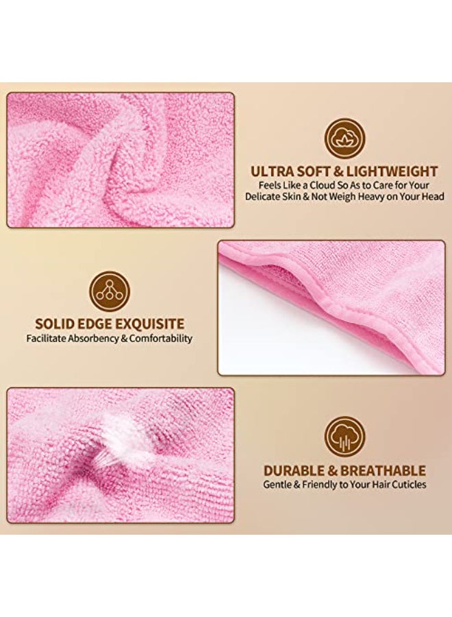 NEXCOVER Hair Towel Microfiber 2 Pack Pink 98 inch X 255 inch Hair WrapUltra Absorbent Hair TurbansFast Drying Head Towels for Women Wet HairLongCurlyThickFrizzy Hair - Image 4