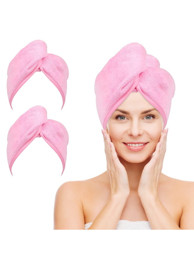 NEXCOVER Hair Towel Microfiber 2 Pack Pink 98 inch X 255 inch Hair WrapUltra Absorbent Hair TurbansFast Drying Head Towels for Women Wet HairLongCurlyThickFrizzy Hair - Image 3