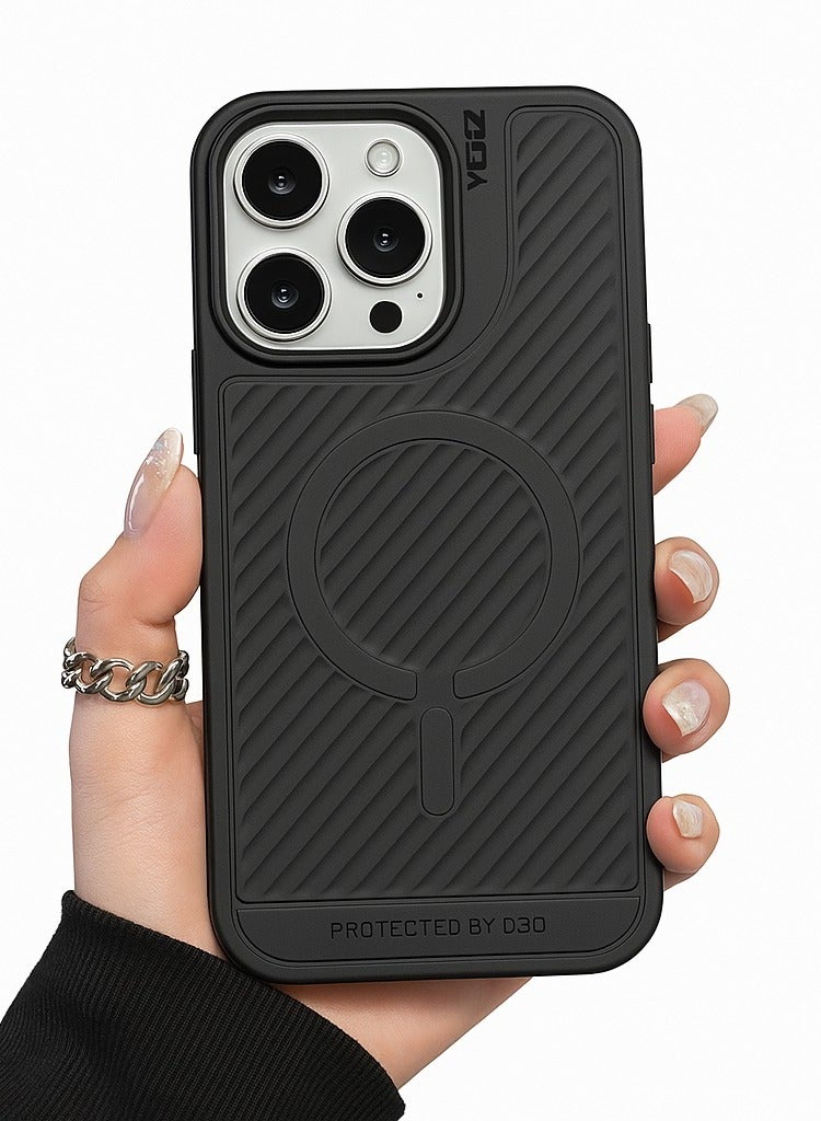 Yezler iPhone 16 Pro Max Compatible Shockproof Case Premium Silicone Protection Anti Scratch Cover with Soft Touch Back Slim Lightweight Design Built in SIM Ejector Slot Wireless Charging Support Durable Stylish- Black - Image 1