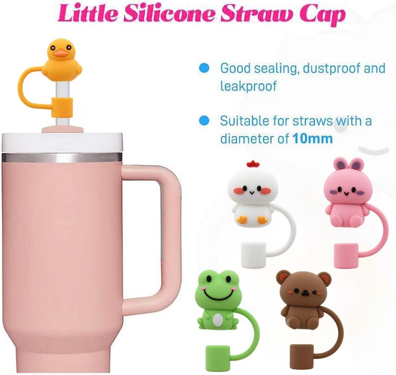 Meitesti Silicone Cover Cap for Stanley Cup, Compatible with 30&40 Oz Tumbler With Handle, 10mm 0.4in Dust-Proof Reusable Straw Tips Lids (5Pcs Animal Shape) - Image 5