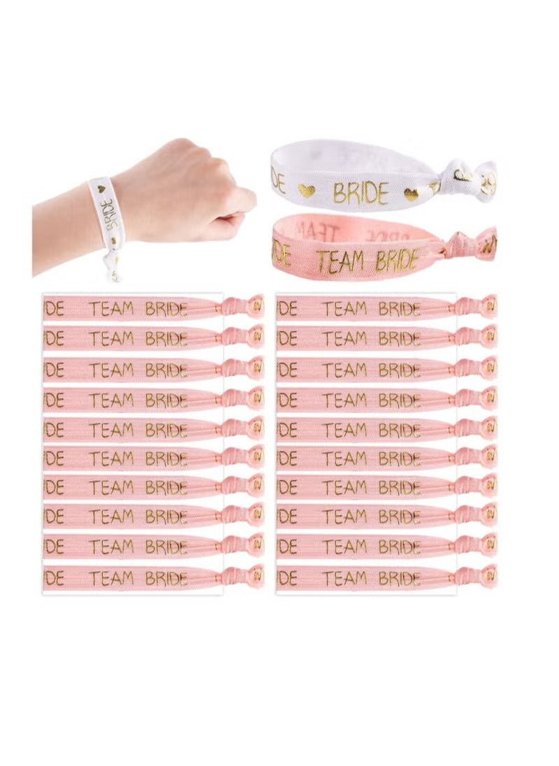Generic Hen Party Wristbands Set, 1 White Bride Wristband +20pcs Pink Team Bride Wristband, with Rose Gold Lettering, for Bachelorette Party, Wedding Bridal Shower Decorations, Bridal Shower  - Image 1
