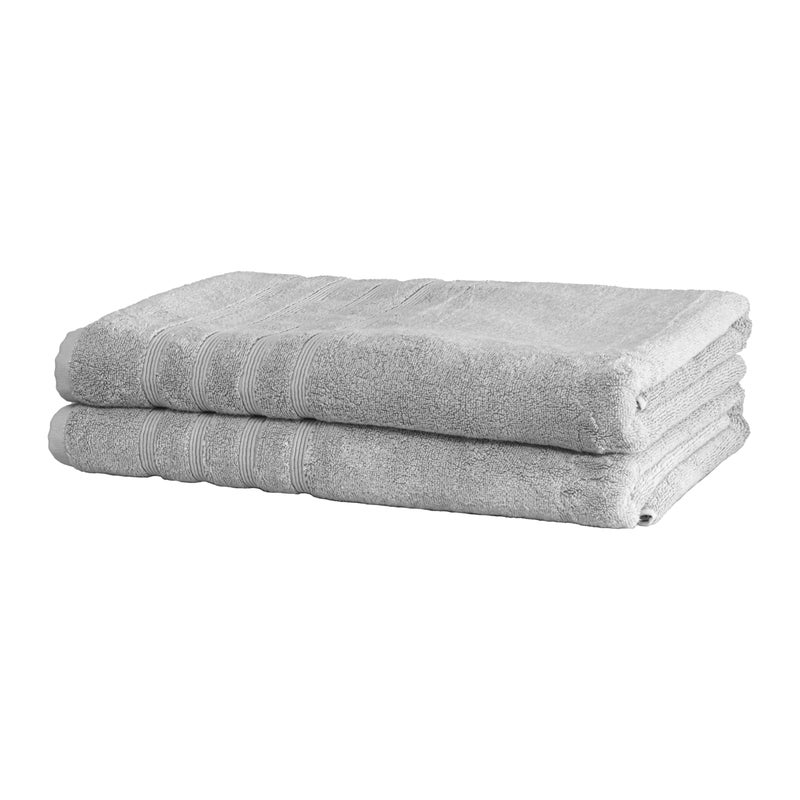 Mosobam Mosobam Luxury Turkish Towels Set of 2 Bath Sheets 35X70 Light Grey Gray 700 GSM Bamboo Viscose  Aegean Turkish Combed Cotton 