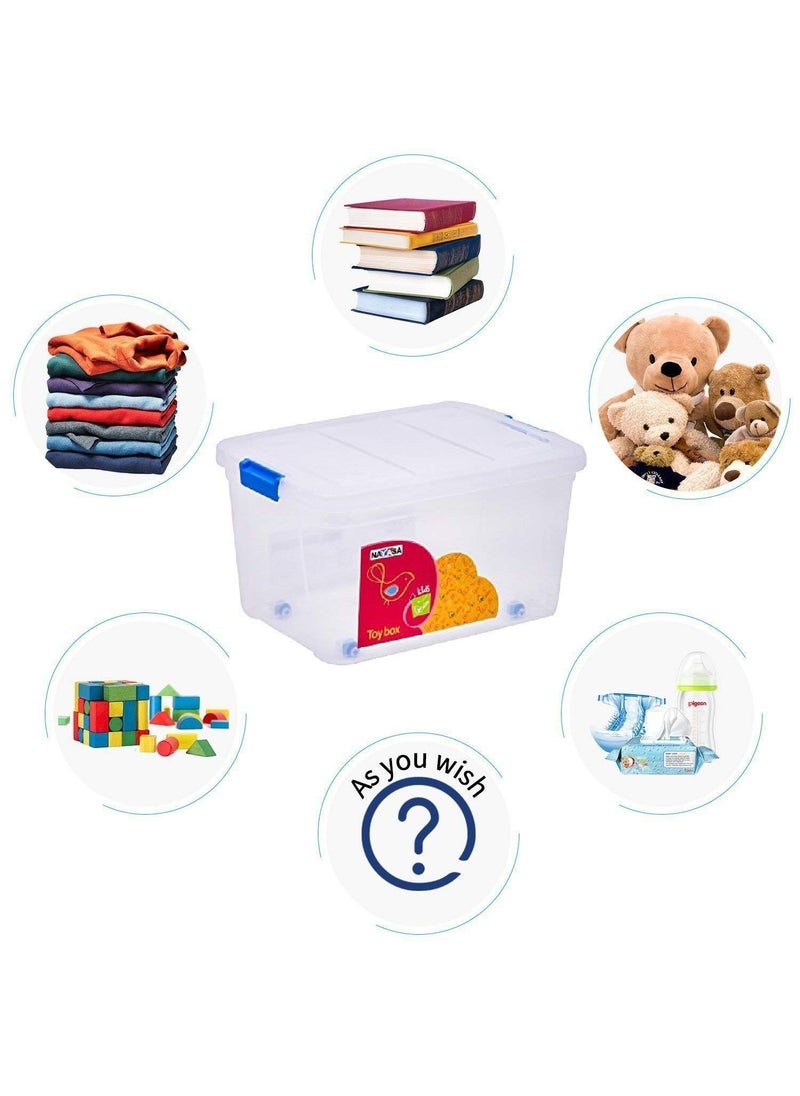 Nayasa Multipurpose Container Utility Box with Lid for Storage Transparent 25 L Rectangular Plastic