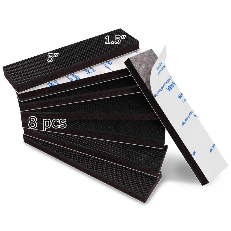 Rectangle Non Slip Furniture Pads 8 Pieces 1.5x5 inch, Anti Slip Rubber Furniture Pads, Furniture Grippers for Hardwood Floors, Rubber Furniture Feet, Furniture Stoppers to Prevent Sliding