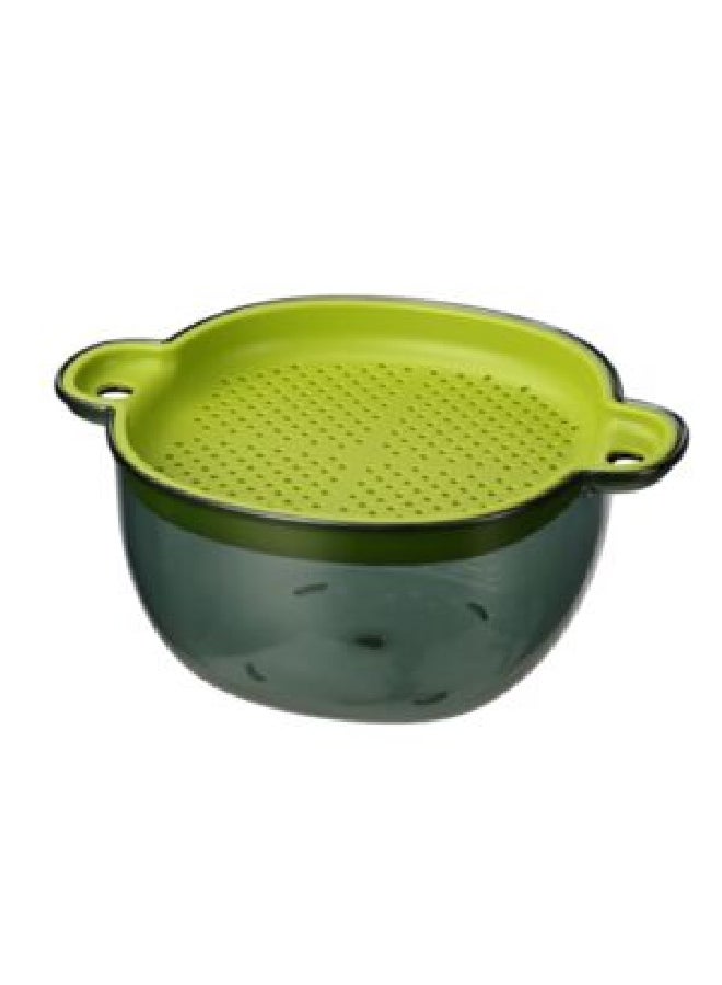 Salad Bowl with Drainer Cover Green and Grey Medium Y1K110209-G