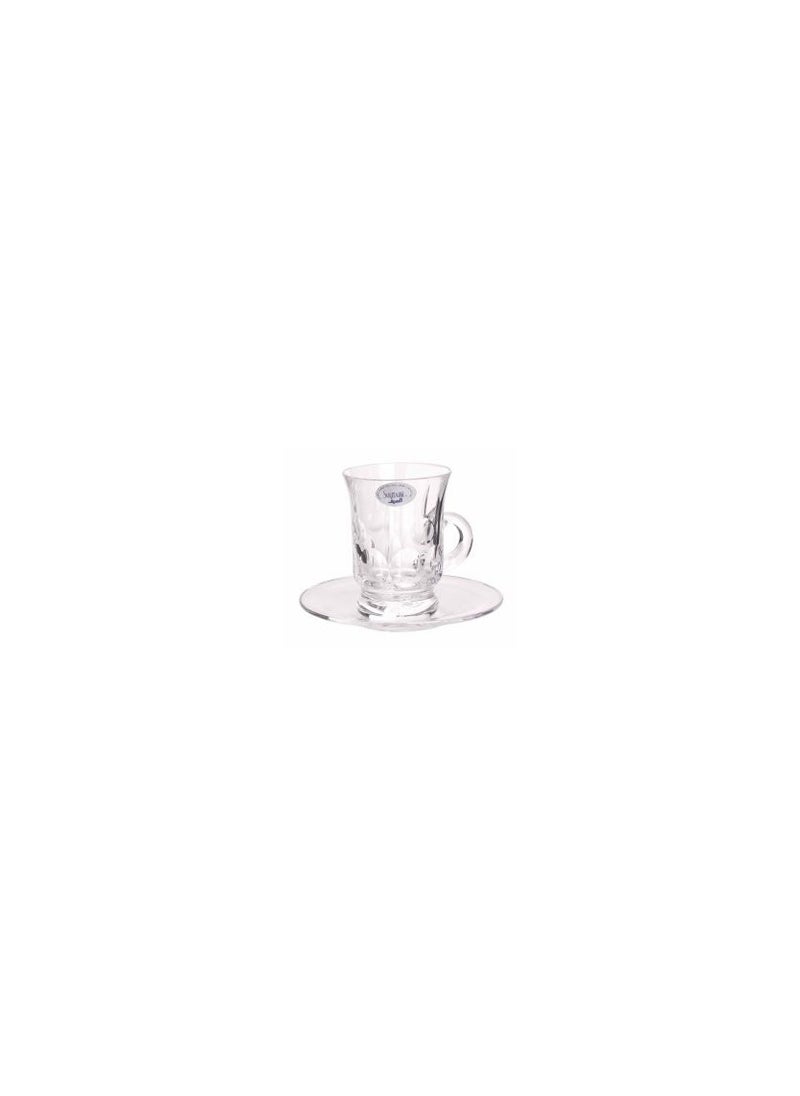 Alsaif home Crystal Tea Cups with Saucers Set of 6 Pieces - Saif Home 