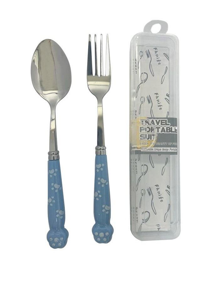 Brain Giggles Brain Giggles Kids Cutlery Set with Case Stainless Steel Cutlery with Rounded Edges Portable Travel Utensils Set for Kids -Blue  - Image 3