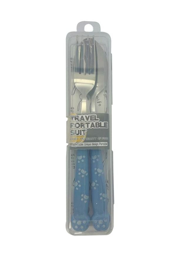 Brain Giggles Brain Giggles Kids Cutlery Set with Case Stainless Steel Cutlery with Rounded Edges Portable Travel Utensils Set for Kids -Blue  - Image 4