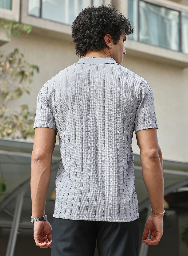 CAHOOT  Men's Coin Grey Wicker-Tactitle Polo T-Shirt for Men | Best Price UAE