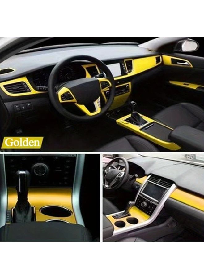 Golden Carbon Fiber TPU Vinyl Wrap Film Roll 100x50cm Self Adhesive Car Decal - Image 1