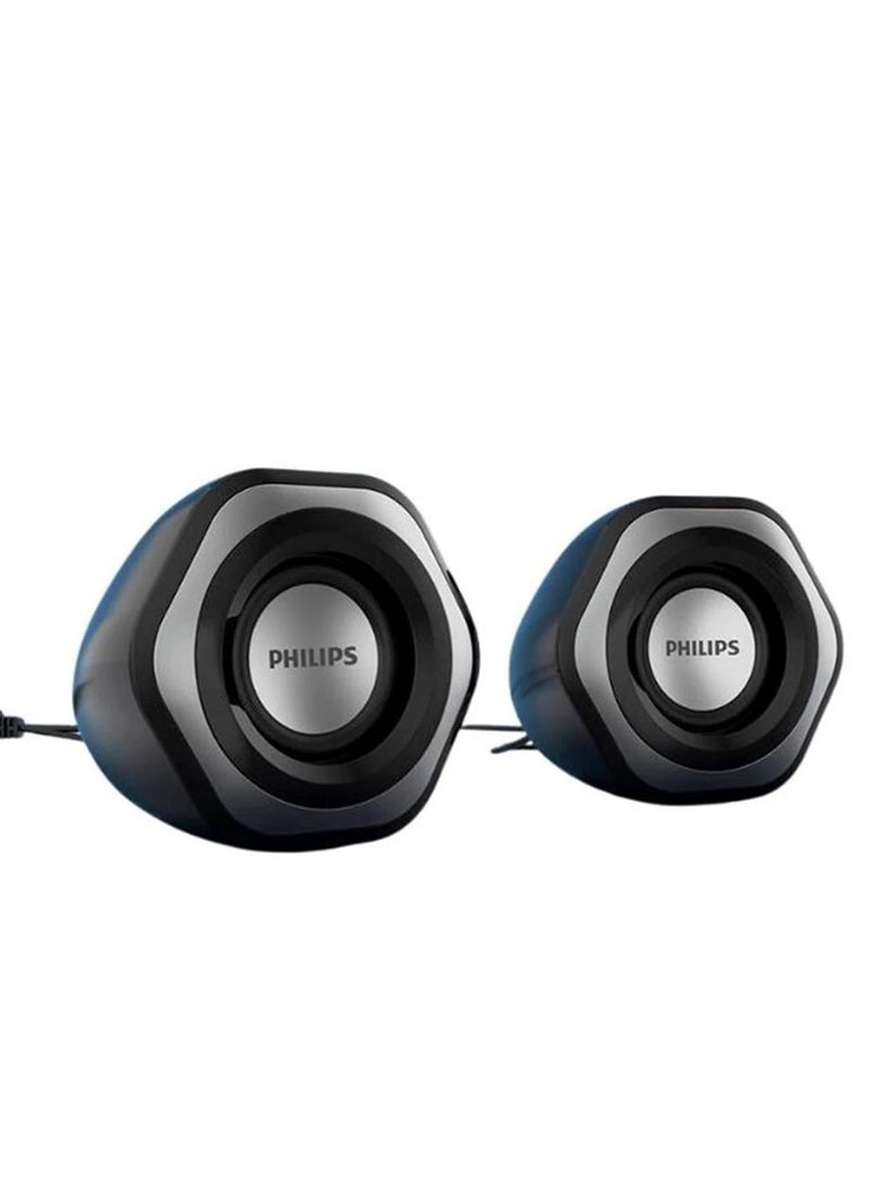 فيليبس SPA2209 Desktop Speakers 5W - 2.0 Channel Stereo - USB Powered + 3.5mm Cable multi color - Image 2