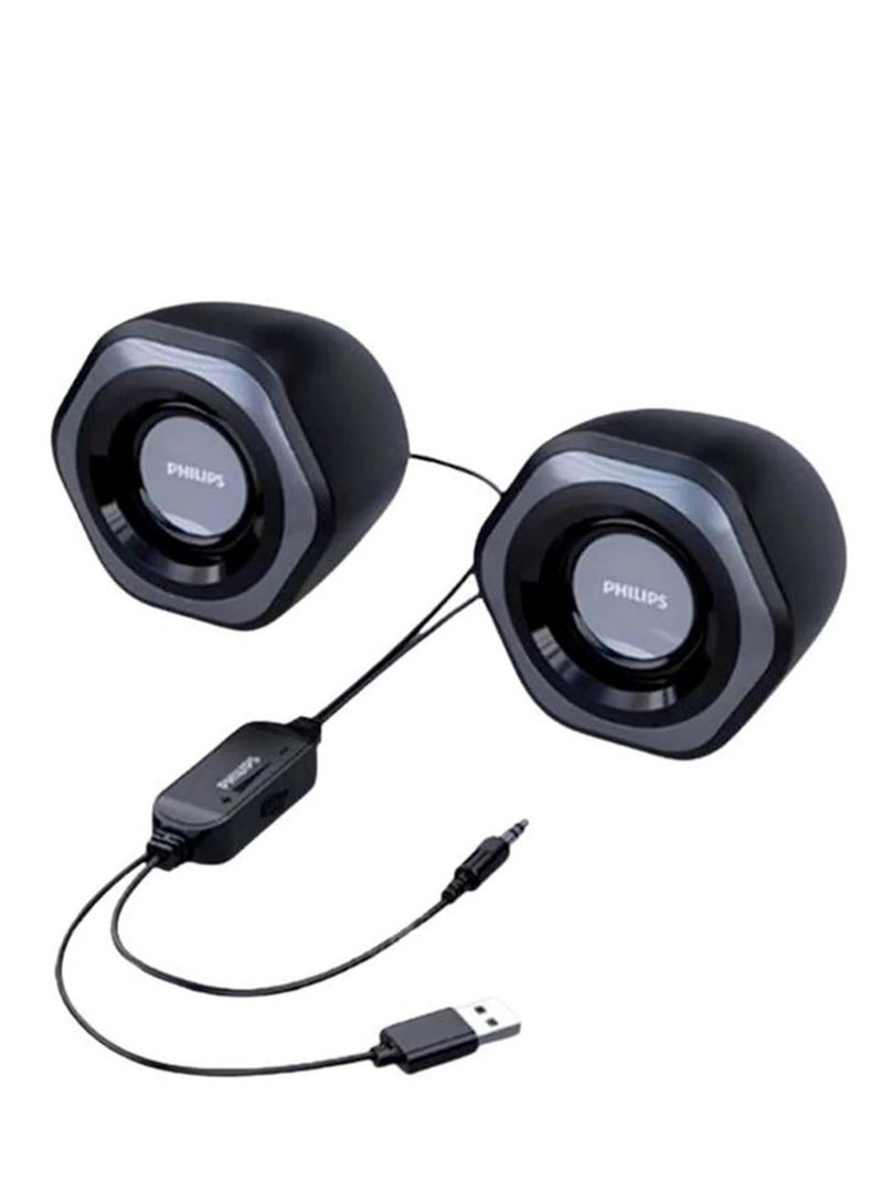 فيليبس SPA2209 Desktop Speakers 5W - 2.0 Channel Stereo - USB Powered + 3.5mm Cable multi color - Image 3