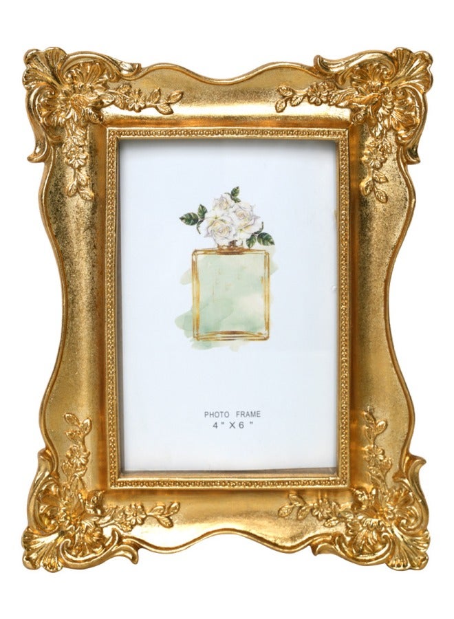 خمر صورة الإطار تقليم العتيقة المزخرفة الراتنج إطار الصورة مع الحامل وهوك لسطح الطاولة جدار الفن ديكور عرض المنزل مكتب الذهب ، ديكور العيد,صالح حفل التخرج - Image 1