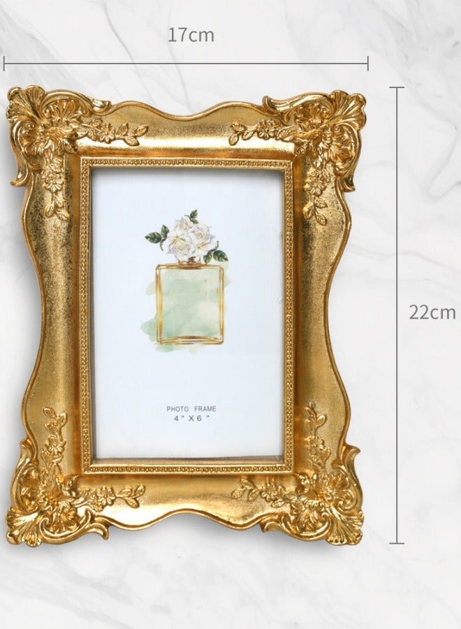 خمر صورة الإطار تقليم العتيقة المزخرفة الراتنج إطار الصورة مع الحامل وهوك لسطح الطاولة جدار الفن ديكور عرض المنزل مكتب الذهب ، ديكور العيد,صالح حفل التخرج - Image 2