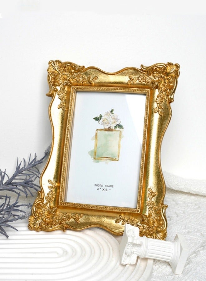 خمر صورة الإطار تقليم العتيقة المزخرفة الراتنج إطار الصورة مع الحامل وهوك لسطح الطاولة جدار الفن ديكور عرض المنزل مكتب الذهب ، ديكور العيد,صالح حفل التخرج - Image 3