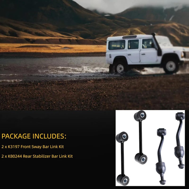 HHCM 4pc Front Rear Sway Bar Link Kit K3197 K80244 for Jeep TJ 1997-2006, for Jeep Wrangler 1997-2006, Front Stabilizer Bar End Links and Rear Sway Bar End Links, Suspension Stabilizer Bar Link - Image 3
