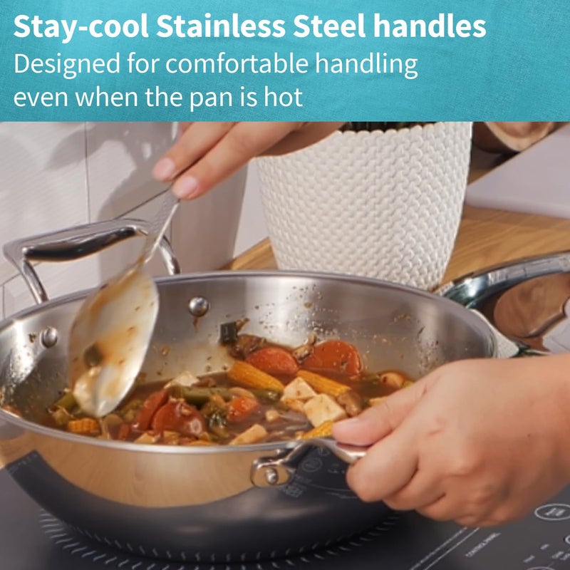 Hawkins Pro 3.5 Litre Deep-Fry Pan, Triply Stainless Steel Kadhai with Stainless Steel Handles and Stainless Steel Lid, Silver (PSK35S) - Image 4