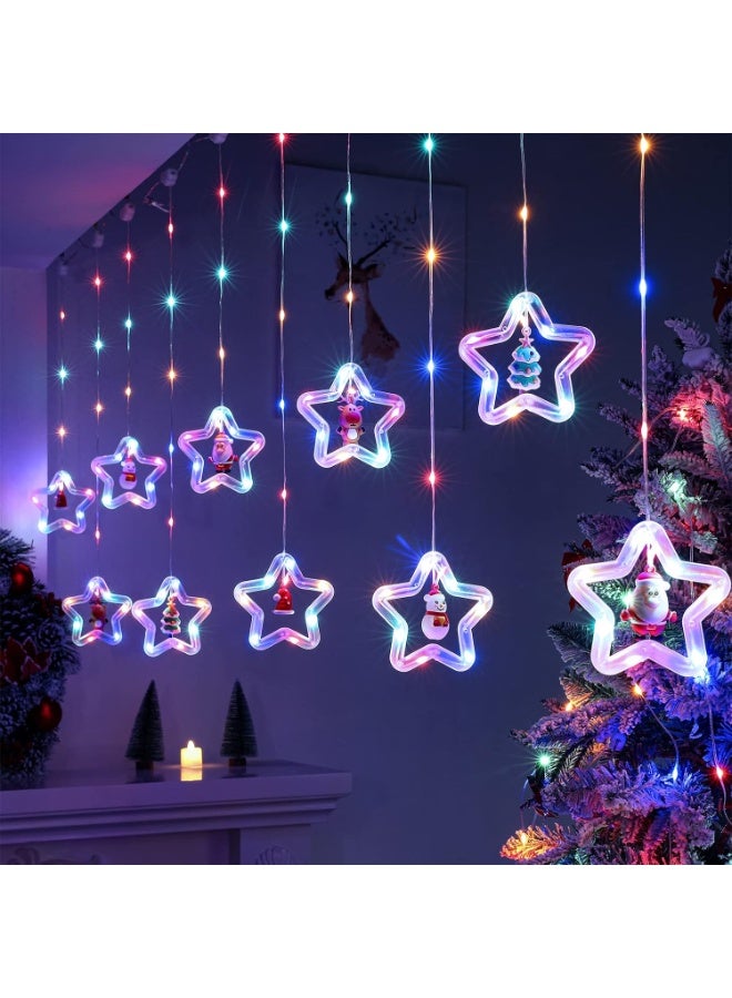 Home Care أضواء ستائر عيد الميلاد الداخلية - أضواء نافذة معلقة مع 20 حلقة نجمية وزينة عيد الميلاد | أضواء خيط LED مع جهاز تحكم عن بعد لزينة نافذة عيد الميلاد والعطلات 3 م - Image 1