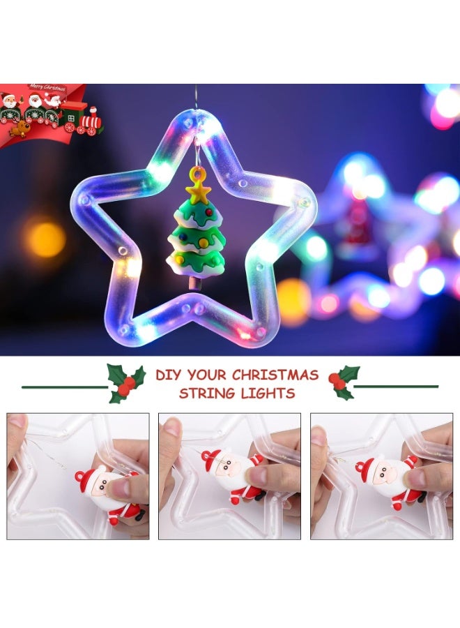 Home Care أضواء ستائر عيد الميلاد الداخلية - أضواء نافذة معلقة مع 20 حلقة نجمية وزينة عيد الميلاد | أضواء خيط LED مع جهاز تحكم عن بعد لزينة نافذة عيد الميلاد والعطلات 3 م - Image 3