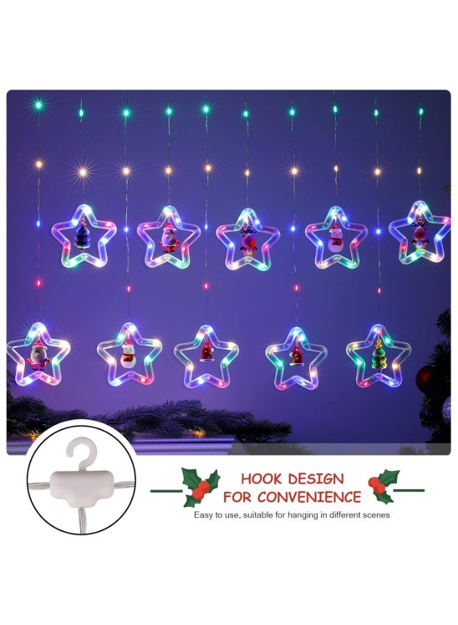 Home Care أضواء ستائر عيد الميلاد الداخلية - أضواء نافذة معلقة مع 20 حلقة نجمية وزينة عيد الميلاد | أضواء خيط LED مع جهاز تحكم عن بعد لزينة نافذة عيد الميلاد والعطلات 3 م - Image 5
