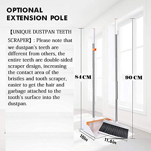 Volbit Upright Stand Up Broom/Dustpan Combo Set with 32" Long Handle for Home Kitchen Room Office Lobby Floor Use (anand), Stainless Steel - Image 3