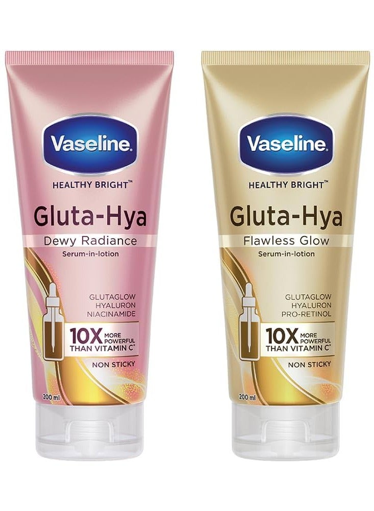 Vaseline Gluta-Hya Serum Burst Lotion (Smooth Radiance / Flawless Glow) Pack of 2