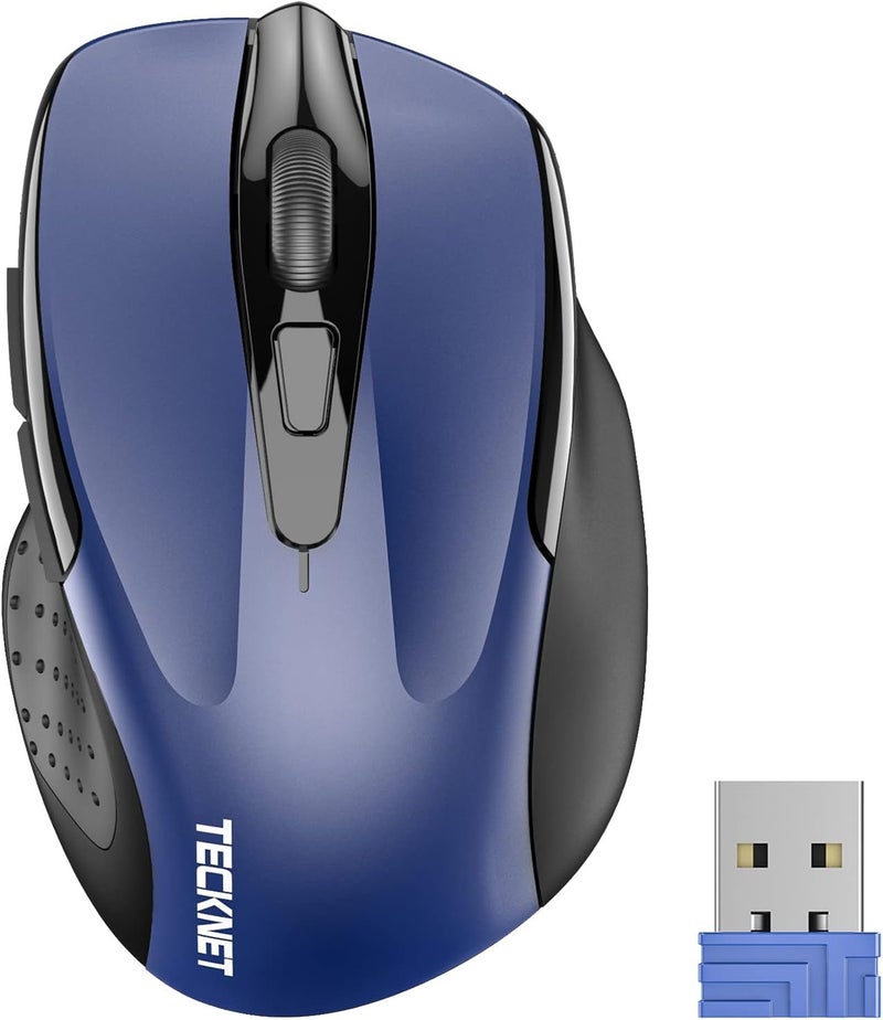 Wireless Mouse, 2.4G Ergonomic Optical Mouse, Computer Mouse for Laptop, PC, Computer, Chromebook, Notebook, 6 Buttons, 24 Months Battery Life, 2600 DPI, 5 Adjustment Levels, Blue