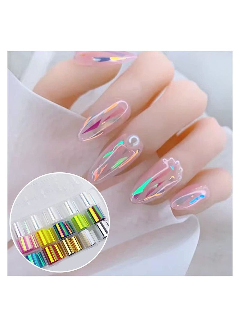 SYOSI Nail Foil Transfer Sticker， 15 Rolls Metallic Color Holographic Nail Foil Transfer Sticker for Women DIY Manicure Nail Decoration - Image 4